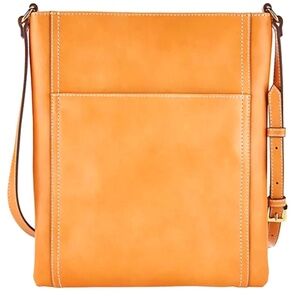 G.I.L.I. Leather Double Zip Flat Crossbody Terra